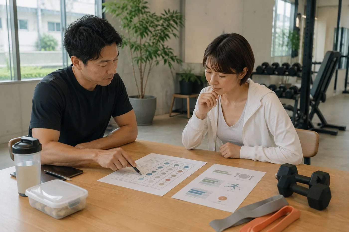 運動と栄養の実行内容を整理する場面のイメージ